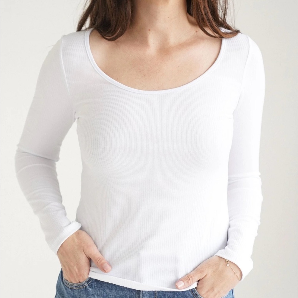 Carly Jean Los Angeles White Ribbed Long Sleeve